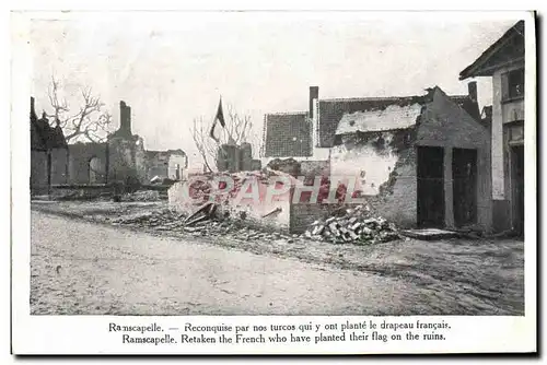 Ansichtskarte AK Ramscapelle Reconquise Par Nos Turcos Qui Y Plante Le Drapeau Francais Militaria