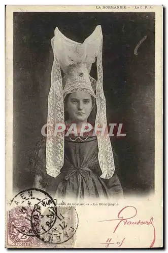 Cartes postales La Normandie Etudes De Costumes La Bourgogne Folklore