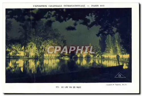 Ansichtskarte AK Exposition Colonaiale Internationale Paris Le Lac Vu De Nuit