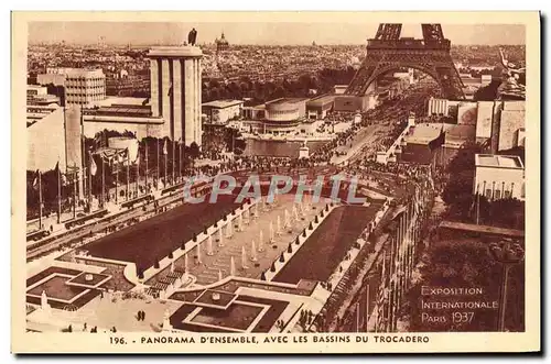 Ansichtskarte AK Exposition Internationale Paris Panorama D&#39Ensemble avec Les Bassins Du Trocadero Tour Eiffel