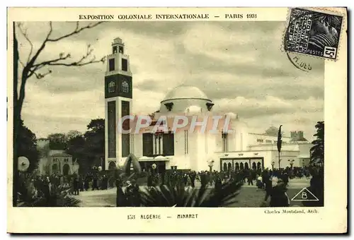 Cartes postales Exposition Coloniale Internationale Paris 1931 Algerie Minaret