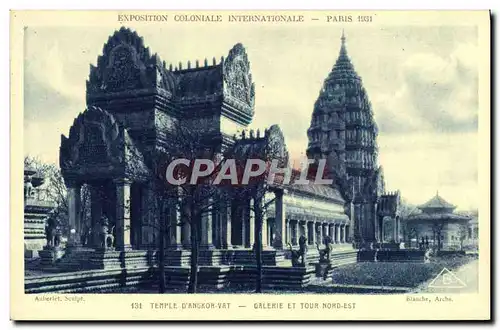 Cartes postales Exposition Coloniale Internationale Paris 1931 Temple d&#39Angkor Vat Galerie et tour Nord Est
