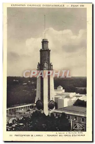 Ansichtskarte AK Exposition Coloniale Internationale Paris 1931 Participation de l&#39armee Monument des Forces d