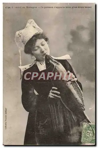 Cartes postales 1er Avril en Bretagne Femme Folklore