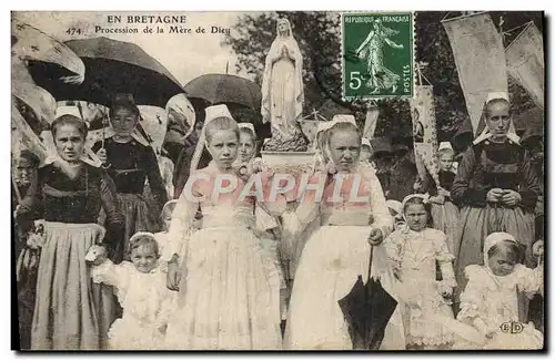 Cartes postales Bretagne Procession de la Mere de Dieu Enfants Folklore