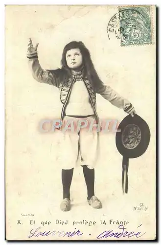 Cartes postales El Que Dieu Protege la France Folklore Enfant