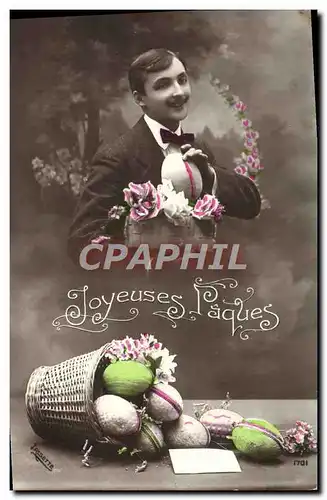 Cartes postales Fantaisie homme Oeufs Paques