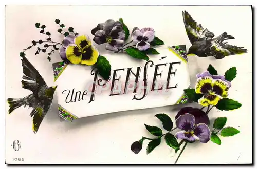 Cartes postales Fantaisie Fleurs Oiseaux