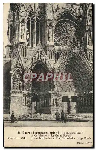 Cartes postales Reims bombarde La cathedrale