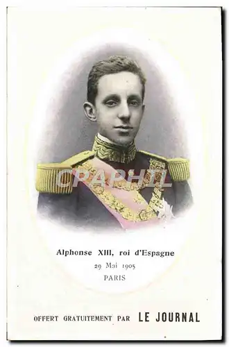 Cartes postales Alphonse XIII Roi d&#39Espagne 29 mai 1905 Paris Le Journal Espagne