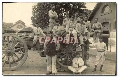 CARTE PHOTO Lucien Bonnet Soldats Canon Militaria