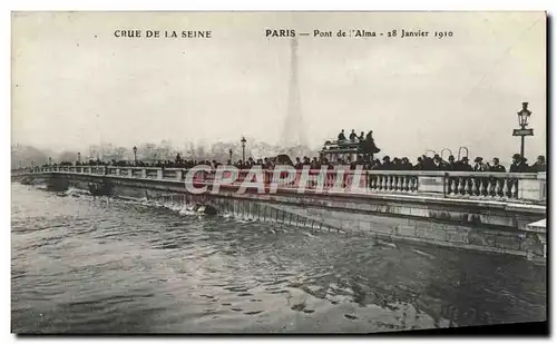 Cartes postales Paris Pont de L&#39Alma Crue De La Seine Tour Eiffel