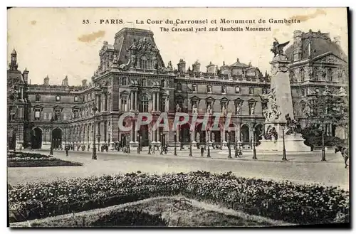 Cartes postales Paris La Cour du Carrousel et Monument de Gambetta