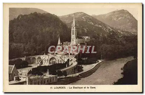 Cartes postales Lourdes La Basilique et le Gave