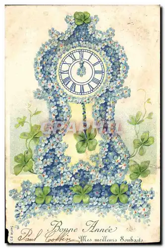 Cartes postales Fantaisie Fleurs Horloge