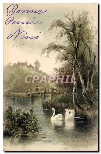 Cartes postales Fantaisie Cygnes