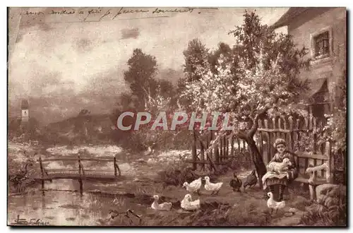 Cartes postales Fantaisie Femme a la ferme