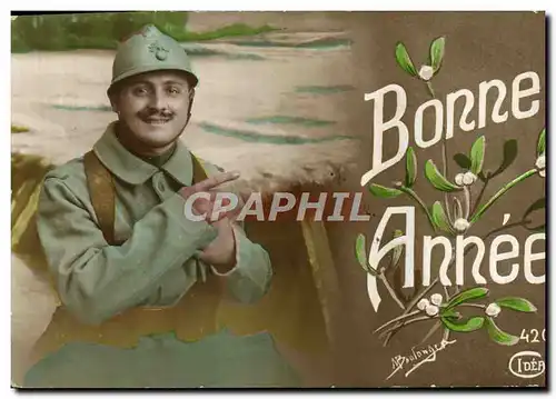 Ansichtskarte AK Fantaisie Soldat Poilu Bonne Annee Militaria