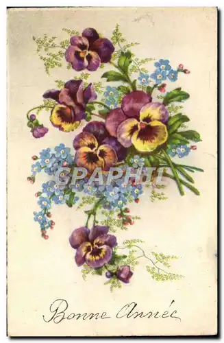 Cartes postales Fantaisie Fleurs Bonne Annee