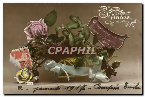 Cartes postales Fantasie Fleurs Bonne Annee