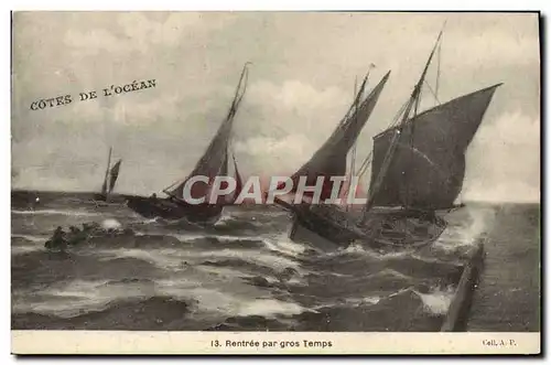 Cartes postales Cotes De L'ocean Rentree par gros temps Bateaux Cachet Vainxains