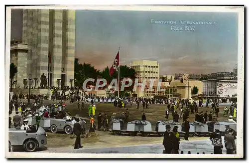 Cartes postales Exposition Internationale Paris 1937 Vue generale place de Varsovie Train Drapeau nazi Pologne P