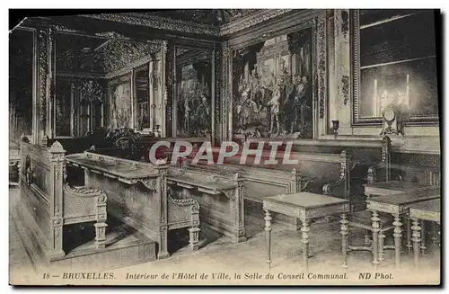 Cartes postales Bruxelles Interieur de I'Hotel de ville La salle du conseil communal