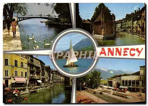 Cartes postales moderne Annecy Le Pont des Amours le Palais de l&#39Isle Les quais fleuris Le casino