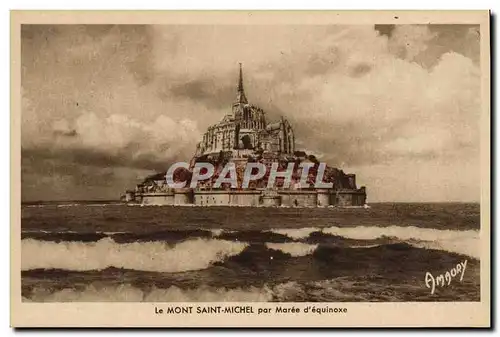 Cartes postales Le Mont Saint Michel Par Maree d'equinoxe