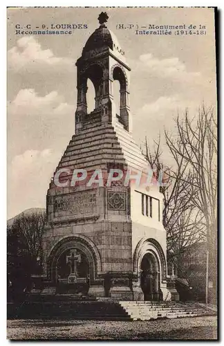 Cartes postales Lourdes Monument de la Reconnaissance interalliee Militaria