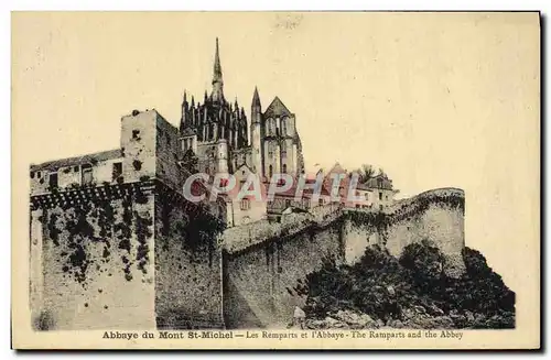 Cartes postales Abbaye du Mont St Michel Les Remparts et l'abbaye