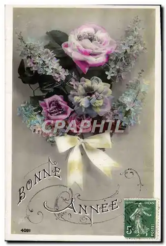 Cartes postales Fantaisie Fleurs Bonne Annee