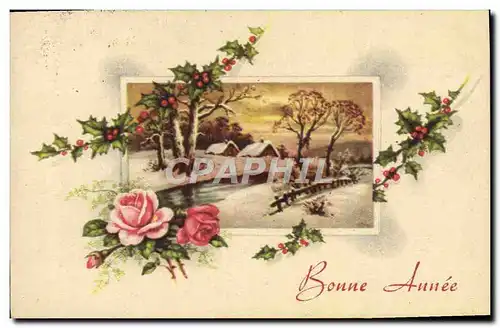 Cartes postales Fantaisie Fleurs Bonne Annee