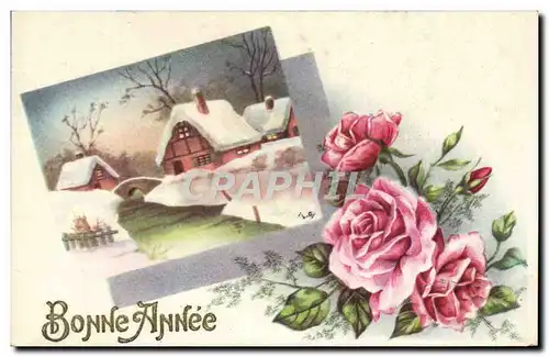 Cartes postales Fantaisie Fleurs Bonne Annee