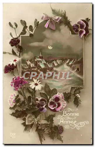 Cartes postales Fantaisie Fleurs Bonne Annee