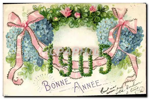 Cartes postales Fantaisie Bonne Annee 1905 Trefles