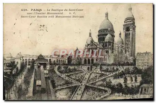 Cartes postales Paris La Basilique du Sacre Coeur avec l&#39escalier monumental