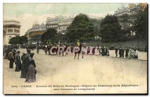 Cartes postales Paris Avenue du Bois de Boulogne Depart du President de la Republique