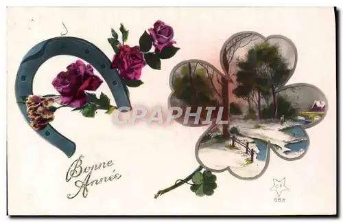 Cartes postales Fantaisie Fleurs Fer a cheval