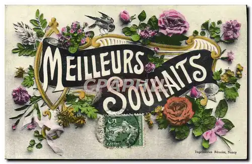 Cartes postales Fantaisie Fleurs Meilleurs Souhaits