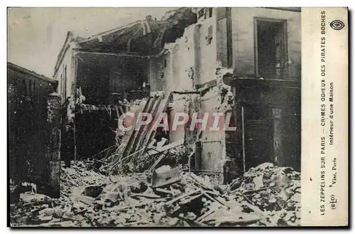 Cartes postales Paris Les zeppelins Crimes Odieux Des Pirates Interieur d&#39une maison Militaria