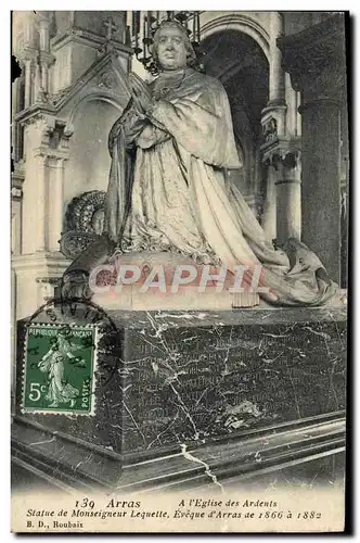 Cartes postales Arras A l'Eglise Des Ardents Statue De Monseigneur Lequelle Eveque d'Arras