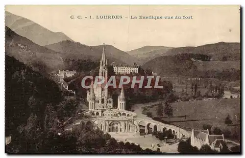 Cartes postales Lourdes La Basilique Vue Du Fort