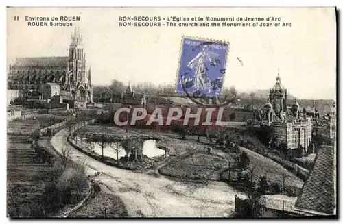 Cartes postales Environs De Rouen Rouen Surbubs Bon Secours L&#39Eglise Et Le Monument De Jeanne d&#39Arc