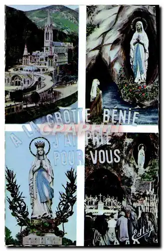 Cartes postales moderne Lourdes La Basilique L&#39Apparition La Grotte La Vierge Couronnee