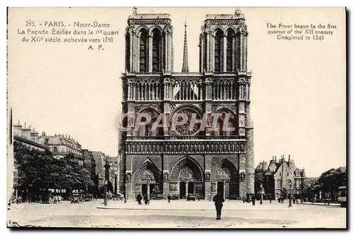 Cartes postales Paris Notre Dame La Facade