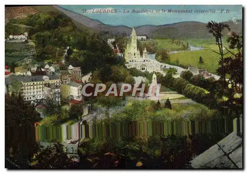 Ansichtskarte AK Lourdes La Basilique Et Le Monument Interallie