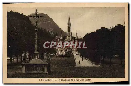 Cartes postales Lourdes La Basilique Et Le Calvaire Breton