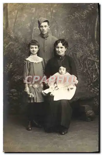 CARTE PHOTO Famille Soldat Femme Enfants Militaria