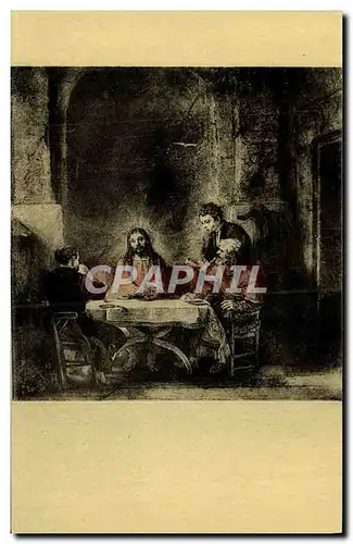 Cartes postales Rembrandt Paris Musee Du Louvre Les pelerins d&#39Emmaus